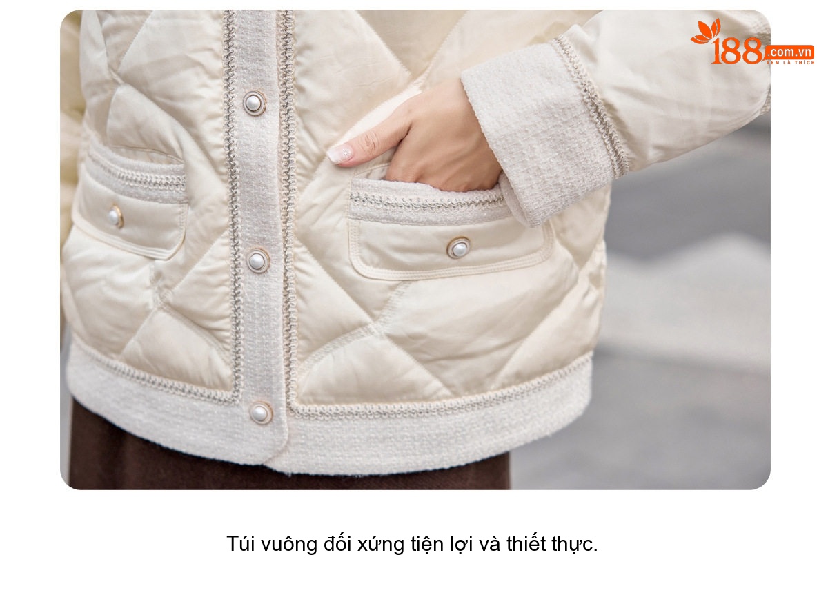 Áo Phao Nữ Ngắn Tay Dáng Nhỏ Gọn Cao Cấp Lót Lông Vũ Trắng Dày Dặn Màu Trắng, Đen chi tiết 18
