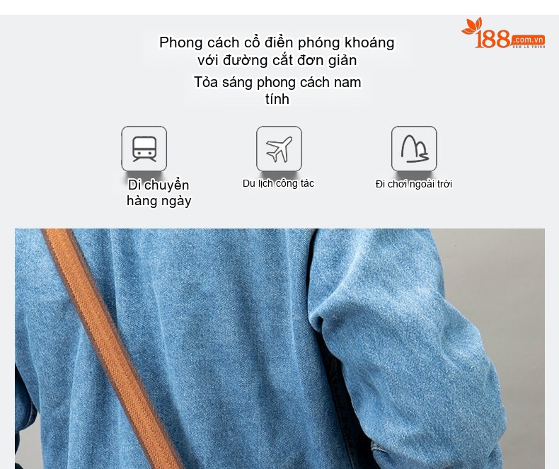 Túi Đeo Chéo Nam Da Thật Phong Cách Retro, Túi Đeo Vai, Túi Thắt Lưng 2 in 1 Màu Nâu chi tiết 4