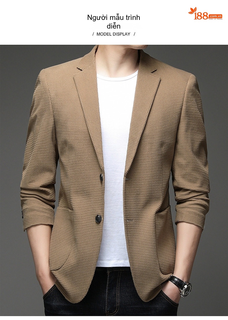 Áo Vest Nam Họa Tiết Waffle Phong Cách Lịch Lãm Màu Xanh Navy, Xám, Xanh Rêu, Nâu chi tiết 11