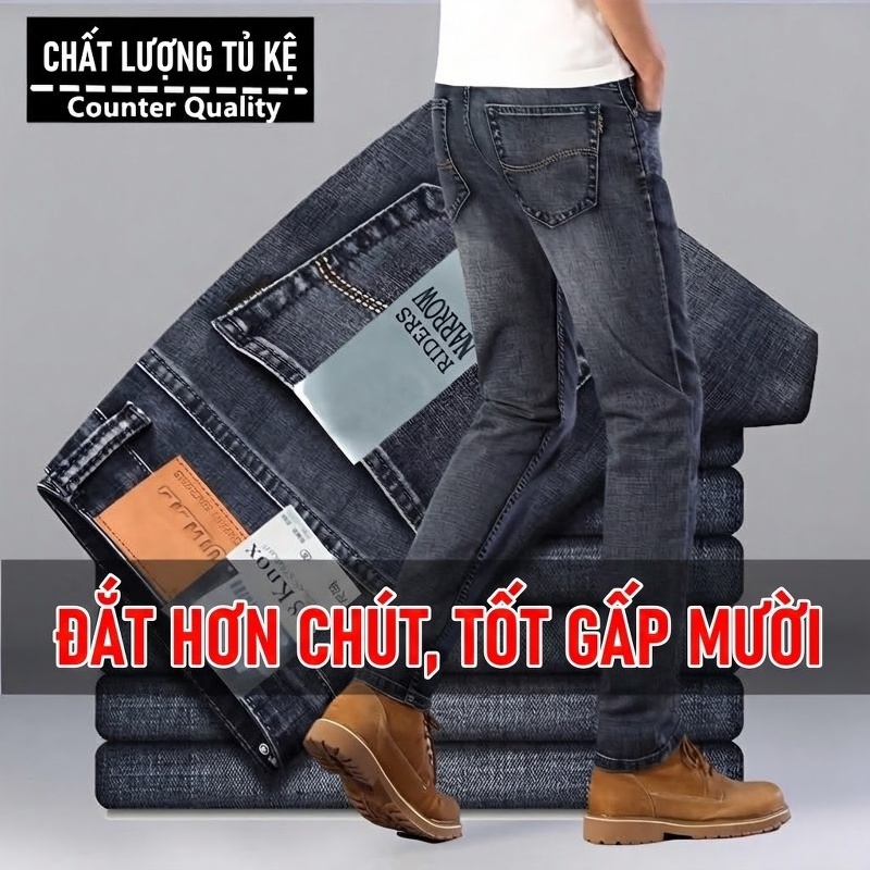 Quần Jean Nam Ống Đứng Co Giãn Phong Cách Thời Trang Màu Xanh Dương, Xám chi tiết 12
