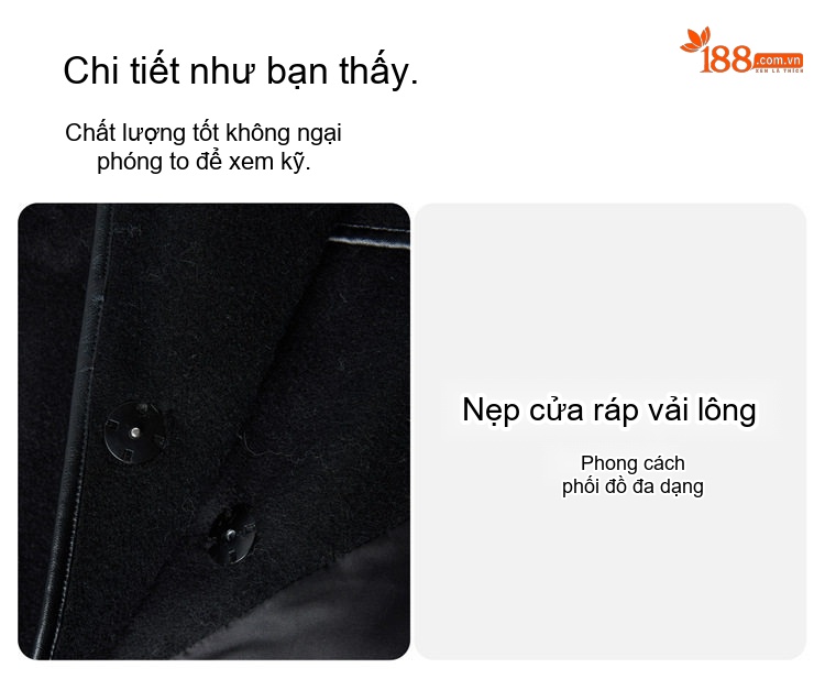 Áo Khoác Phao Nữ Lông Vũ Cổ Lớn Hai Mặt Thu Đông Dáng Ôm Màu Đen, Trắng chi tiết 8