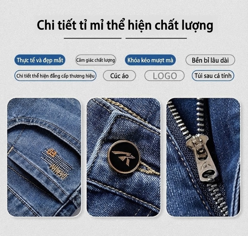 Quần Jean Nam Ống Đứng Mỏng Co Giãn Thoải Mái Màu Xanh chi tiết 15
