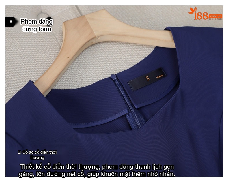 Bộ Vest Công Sở Nữ Tay Ngắn Quần/Chân Váy Áo Peplum Màu Đen, Xanh Navy chi tiết 9
