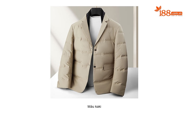 Áo Khoác Phao Nam Lông Vũ Áo Vest Cổ Áo Tháo Rời Màu Be, Đen, Xanh Navy chi tiết 6