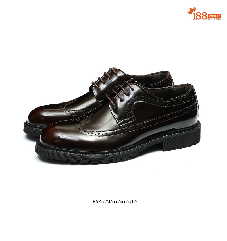 Giày Tây Buộc Dây Nam Da Bóng Đế Dày Chiều Cao Đế Khoảng 3cm Phong Cách Anh Quốc Màu Đen, Nâu chi tiết 12