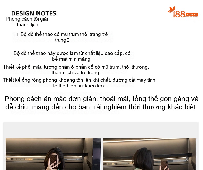 Bộ Quần Áo Thể Thao Nữ Áo Khoác Quần Ống Rộng Phong Cách Trẻ Trung Màu Kem, Xanh chi tiết 3