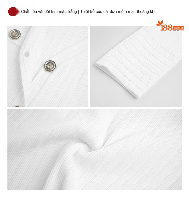 Áo Khoác Cardigan Nữ Dệt Kim Mỏng V Cổ Chống Nắng Ôm Dáng Màu Đen, Trắng chi tiết 4