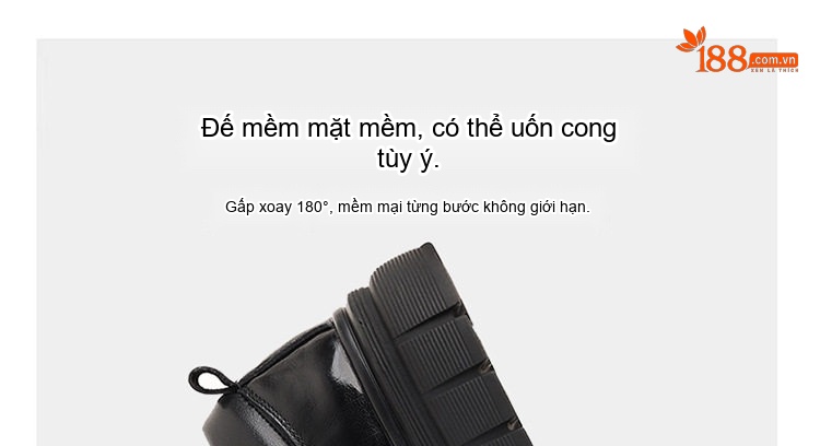 Giày Martin Nam Da Bò Vân Tay Thủ Công Đế Dày Chiều Cao Đế Khoảng 4cm Màu Đen chi tiết 8