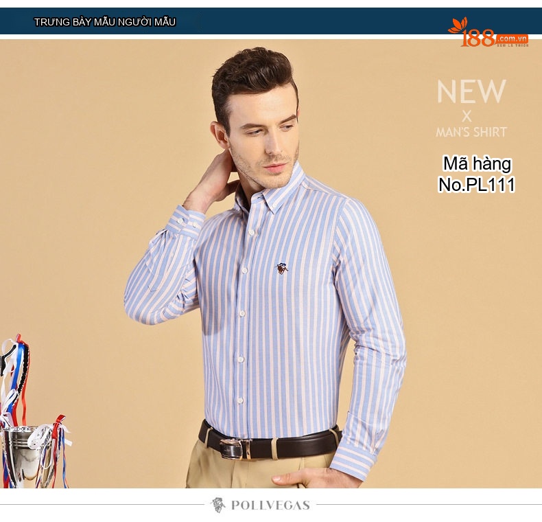 Áo Sơ Mi Nam Tay Dài Cotton Oxford Sọc Dáng Ôm Vừa Vặn Màu Xanh Dương, Trắng, Vàng, Hồng... chi tiết 10