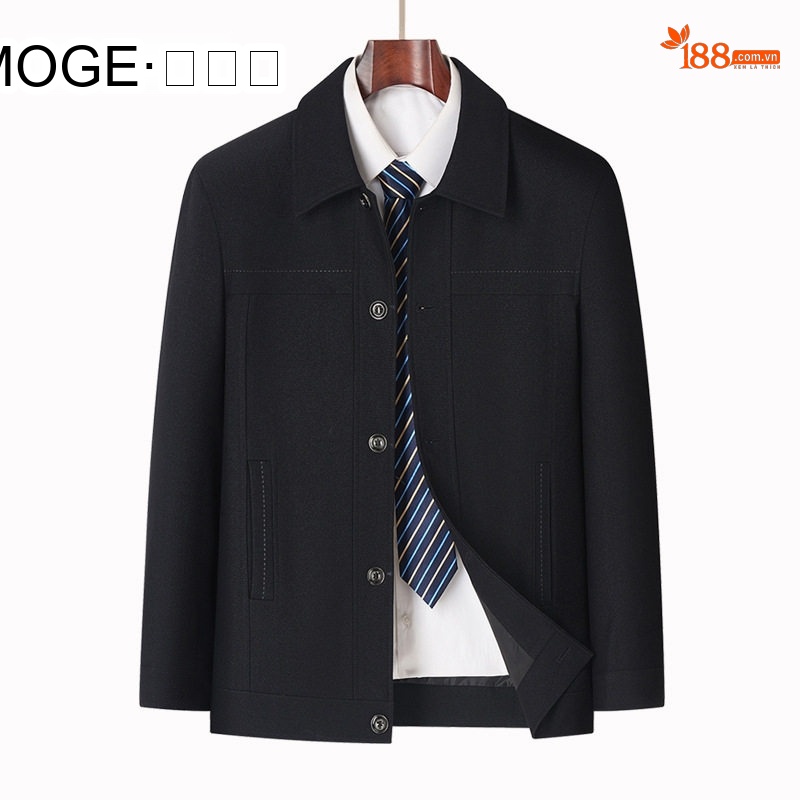 Áo Khoác Nam Cổ Bẻ Cài Nút Kiểu Dáng Business Casual Màu Đen, Xanh Navy