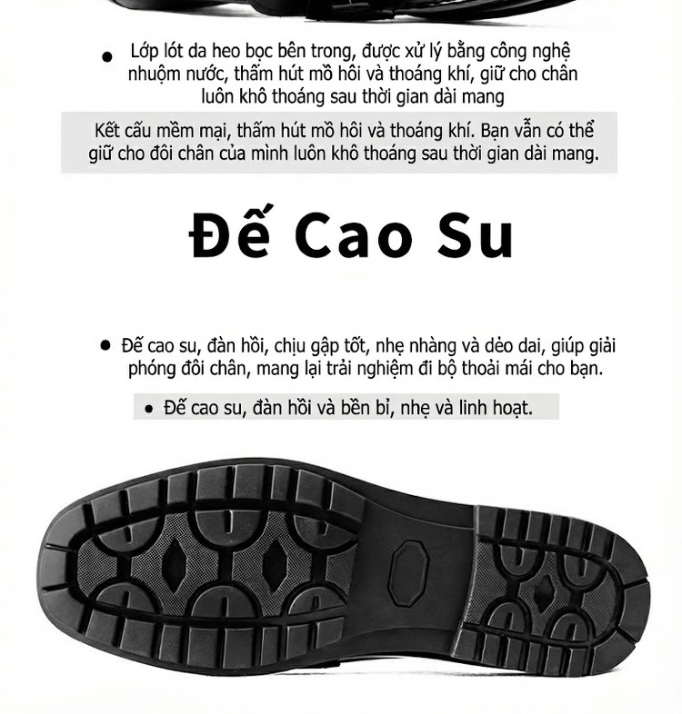 Giày Lười Nam Da Bò Doanh Nhân Chiều Cao Đế Khoảng 3cm Màu Đen chi tiết 5
