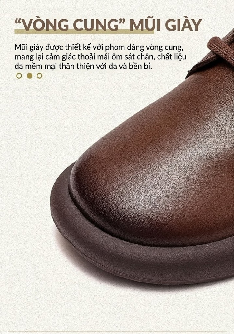 Boot Nữ Da Bò Cổ Cao Gót Bệt Mũi Tròn Phong Cách Retro Chiều Cao Đế Khoảng 3cm Màu Nâu, Đen, Xám chi tiết 4