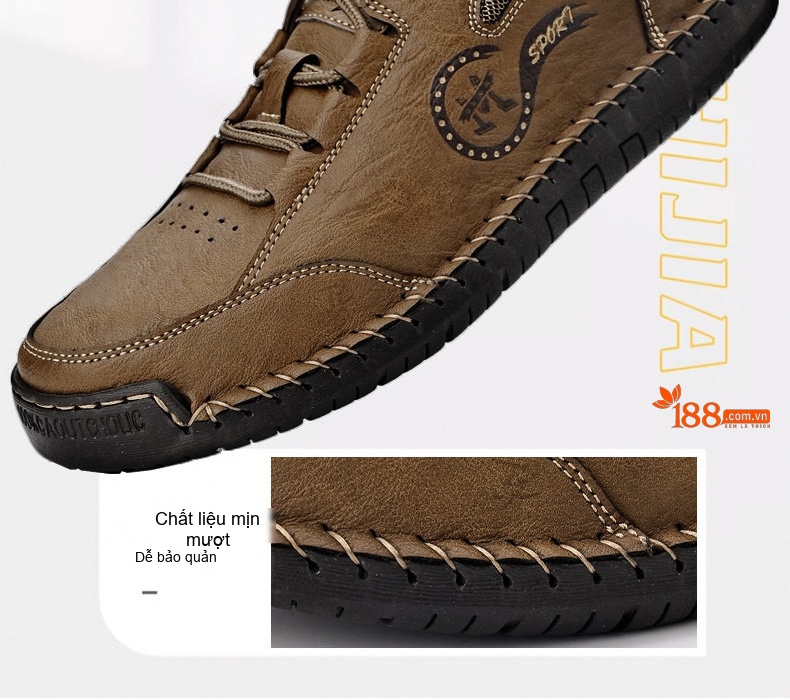 Giày Tây Buộc Dây Nam Da Bóng Chiều Cao Đế Khoảng 3cm Màu Đen, Nâu chi tiết 15