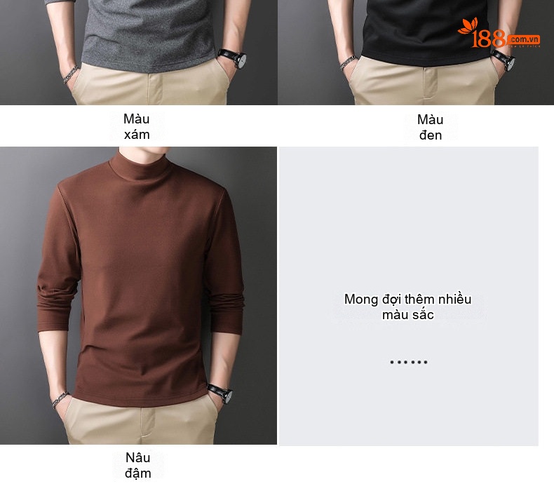 Áo Giữ Nhiệt Nam Cổ Lửng Tay Dài Chất Liệu Nhung Đức Giữ Ấm Màu Đen, Xám, Nâu chi tiết 10