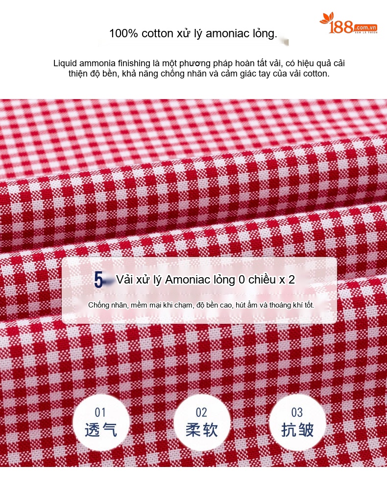 Áo Sơ Mi Nam Cotton Dài Tay Kẻ Caro Thời Trang Công Sở Thoải Mái Màu Đỏ, Xanh, Xám, Be... chi tiết 2