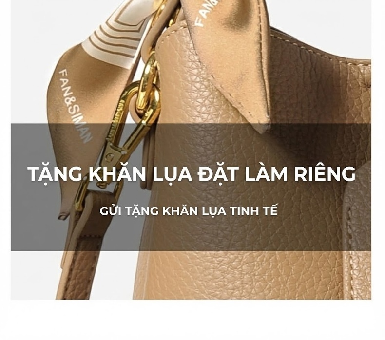 Túi Xách Nữ Da Bóng Đeo Vai/Đeo Chéo Dáng Bucket Lớn Màu Nâu, Đen chi tiết 7