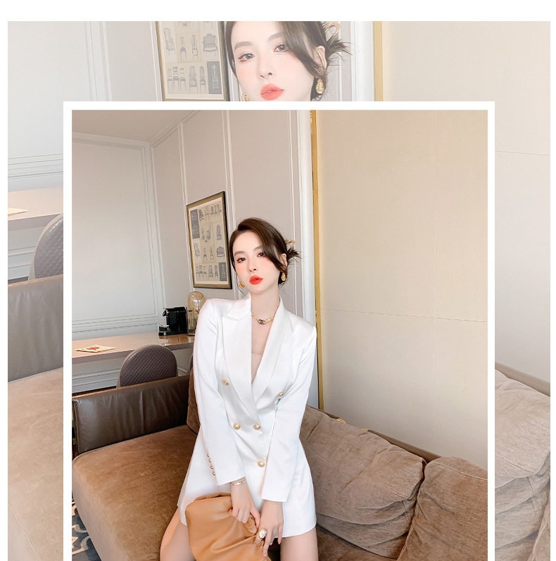Đầm Vest Nữ Thiết Kế Dáng Ôm Hai Hàng Khuy Màu Trắng chi tiết 1
