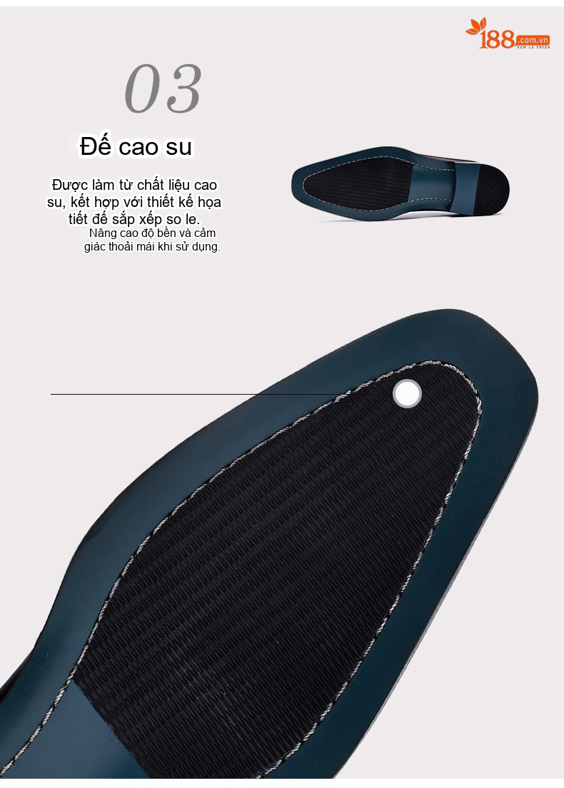 Giày Tây Buộc Dây Nam Da Bò Đầu Tiên Chiều Cao Đế Khoảng 3cm Màu Đen, Nâu chi tiết 7
