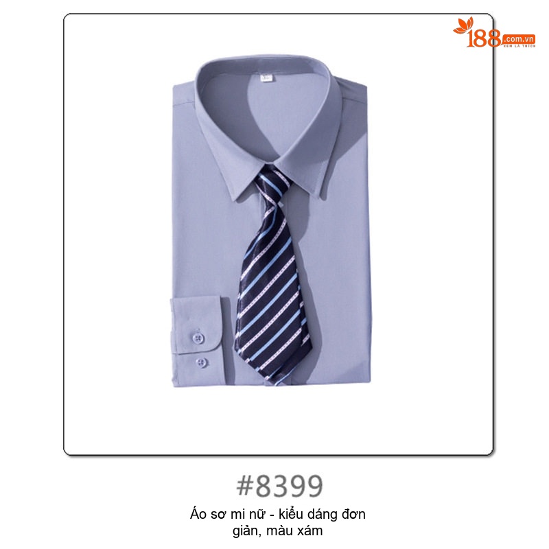 Áo Sơ Mi Dài Tay Cotton Nam Nữ Cổ Bẻ Công Sở Màu Trắng, Xám, Xanh Than, Tím Nhạt