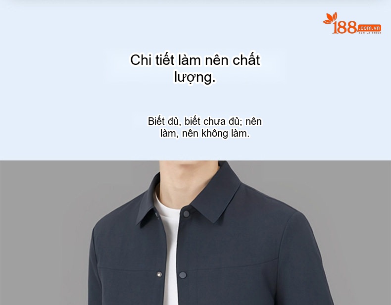 Áo Khoác Jacket Nam Cổ Bẻ Phong Cách Tối Giản Thoáng Khí Màu Xanh Navy chi tiết 2