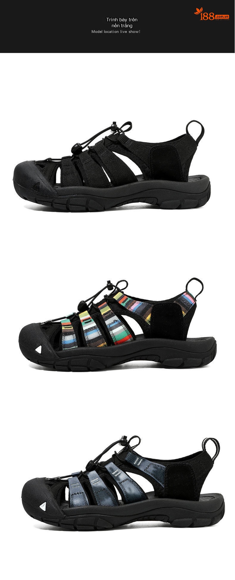 Dép Sandal Nam Bít Mũi Đi Biển Đế Dày Thoáng Khí Đế Cao 3cm chi tiết 44