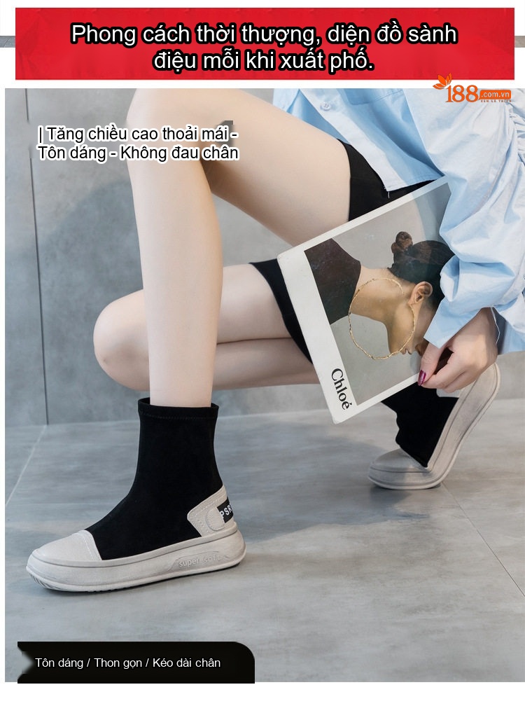 Boot Nữ Cổ Chun Da Mờ Đế Dày Chiều Cao Đế Khoảng 4cm Màu Đen, Xám chi tiết 6