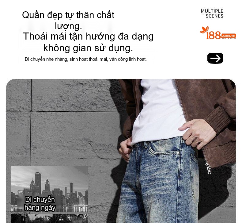 Quần Jean Dáng Rộng Thẳng Đứng Phong Cách Retro Mỹ Thoải Mái Không Kén Dáng Màu Xanh Dương chi tiết 9