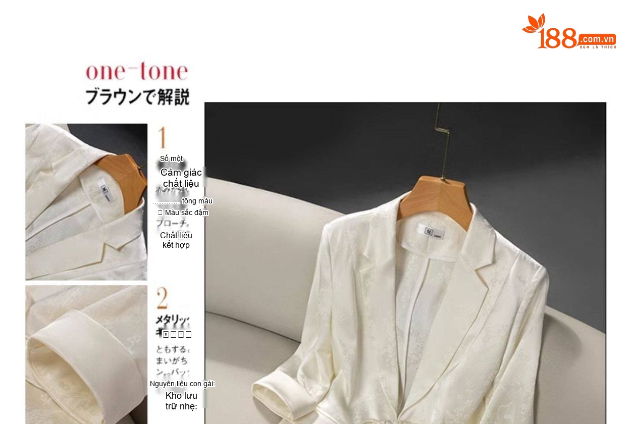 Áo Khoác Blazer Nữ Tay Lửng Phong Cách Trung Hoa Cổ Điển Dáng Ôm Màu Trắng, Đen chi tiết 10