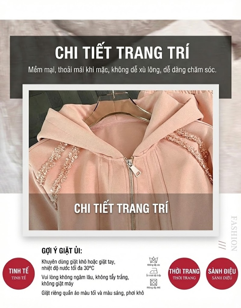 Bộ Đồ Nữ Thu Đông Áo Hoodie Có Mũ Quần Ống Rộng Lưng Cao Kiểu Dáng Thể Thao chi tiết 2