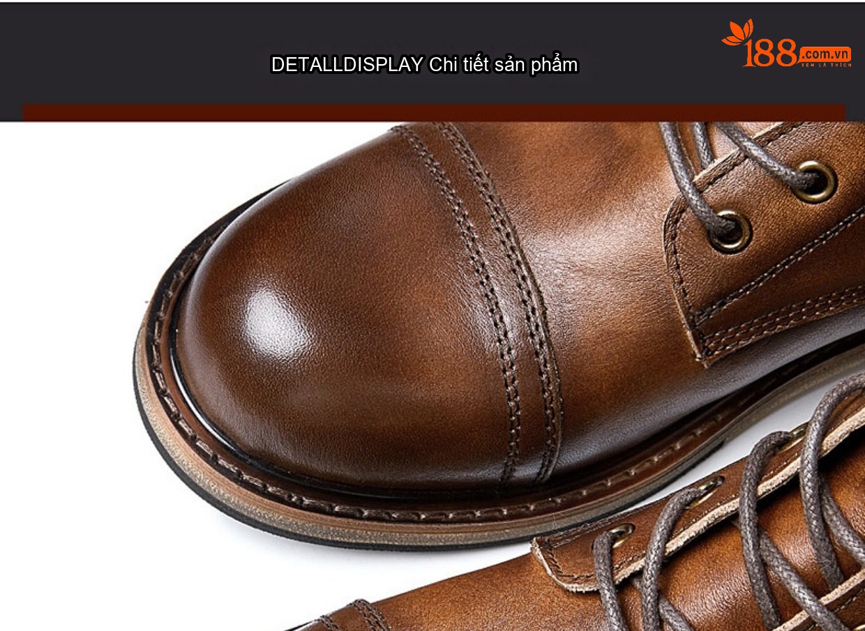Giày Boot Martin Nam Cao Cổ Da Thật Đế Dày Chiều Cao Đế Khoảng 3cm Phong Cách Anh Quốc Màu Nâu, Đen chi tiết 11