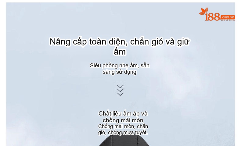 Áo Khoác Phao Nam Dáng Dài Có Mũ Trùm Đầu 90% Lông Vịt Trắng Dày Dặn Giữ Ấm Màu Đen, Kem chi tiết 3