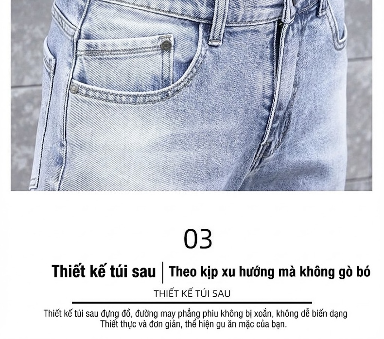 Quần Jean Nam Dáng Slim Fit Ống Lửng Phong Cách Casual Màu Xanh chi tiết 36