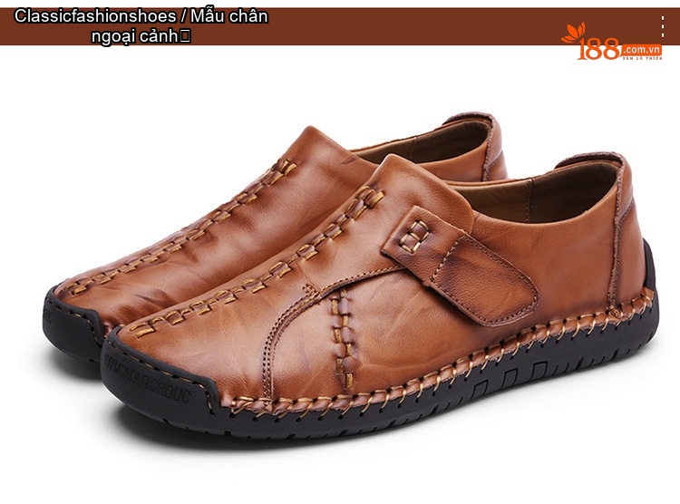 Giày Lười Nam Da Bò Chiều Cao Đế Khoảng 2cm Màu Đen, Nâu chi tiết 14
