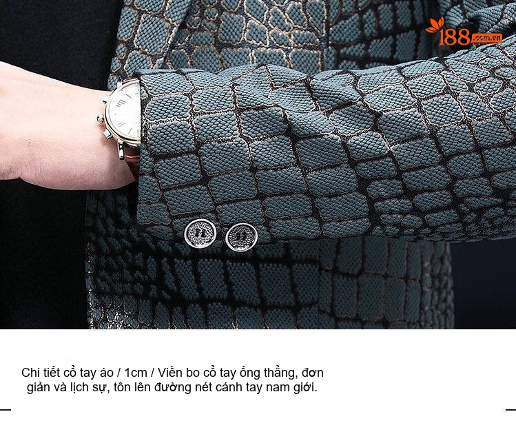 Áo Khoác Blazer Nam Da Cừu Ngắn Tay Phong Cách Hàn Quốc Màu Xám Đen chi tiết 11