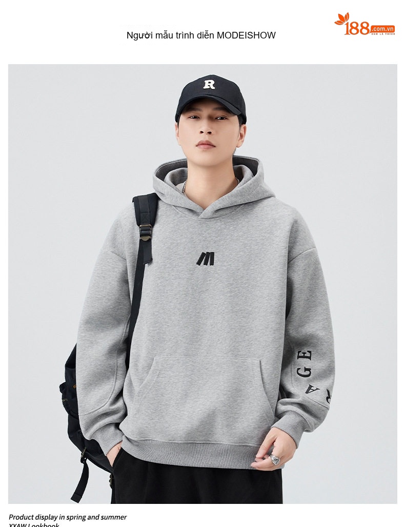 Áo Hoodie Nam Nữ Form Rộng Dáng Oversize Cotton Dày Dặn Màu Đen, Xám, Ghi chi tiết 6