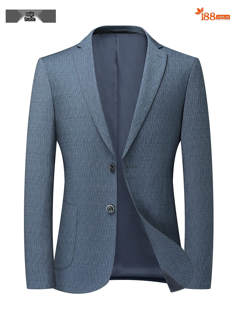 Áo Vest/Blazer Nam Thu Đông Hoạ Tiết Gợn Sóng Ôm Dáng Màu Xanh chi tiết 8