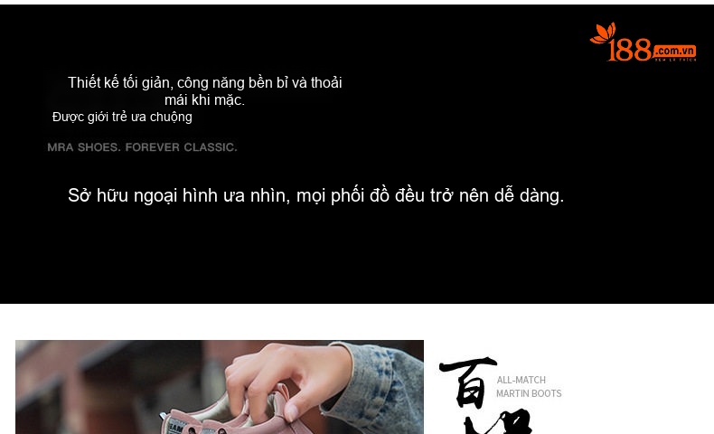 Giày Cổ Cao Nữ Da Thật, Giày Martin Mùa Đông, Giày Thể Thao Đế Bằng Chiều Cao Đế Khoảng 3cm Màu Be, Hồng, Xám chi tiết 3