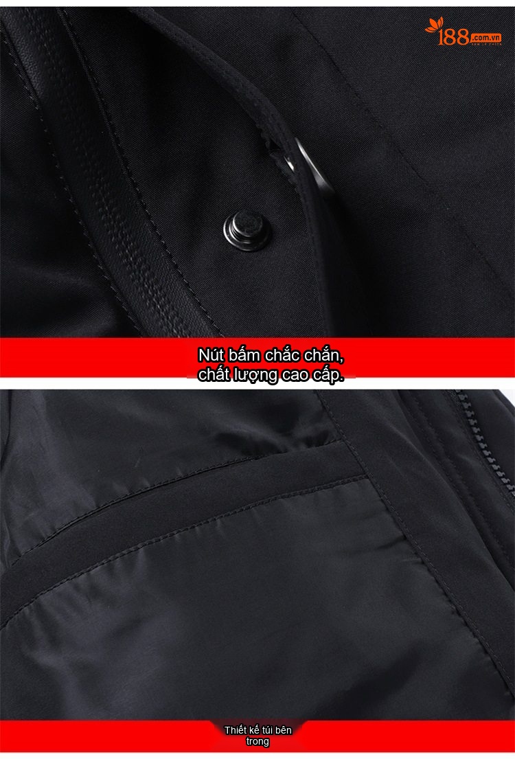 Áo Khoác Cotton Nam Dáng Dài Có Mũ Trùm Đầu Dày Dặn Giữ Ấm Phong Cách Thời Trang Màu Đen, Xanh Navy, Xanh Rêu chi tiết 26