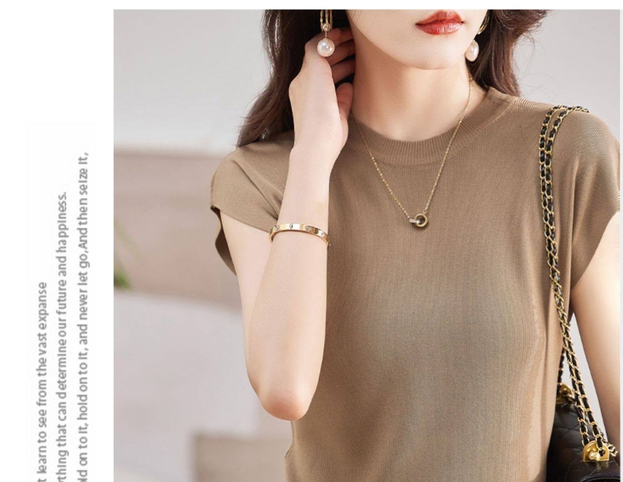 Set Bộ Áo Thun Cộc Tay Và Chân Váy Voan dáng chữ A Thanh Lịch Màu Nâu, Đen chi tiết 14