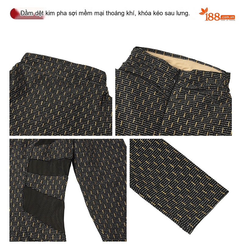 Váy Đầm Dệt Kim Nữ Cổ Lọ Dáng Ôm Thu Đông Màu Xám chi tiết 4