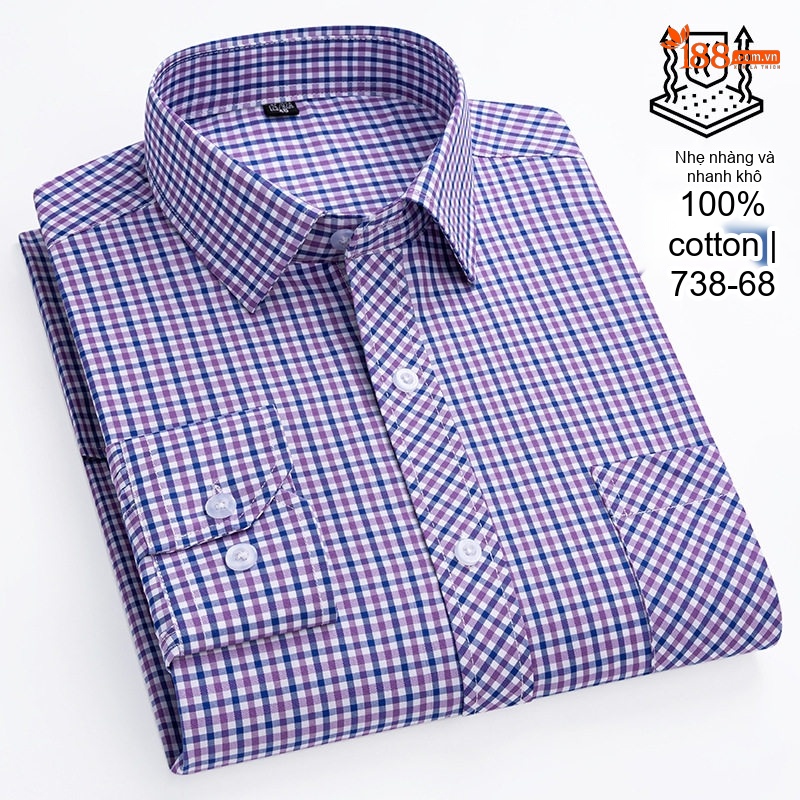 Áo Sơ Mi Dài Tay Nam Cotton Mỏng Phong Cách Thời Trang Họa Tiết Kẻ Caro