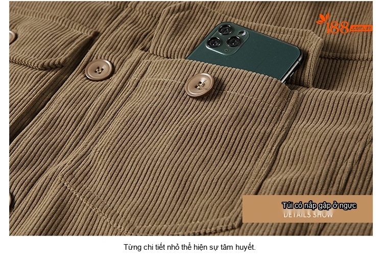 Áo Khoác Nam Cotton Lót Lông Cừu Non Cổ Lông Rộng Dáng Rộng Màu Đen, Nâu, Xanh... chi tiết 34