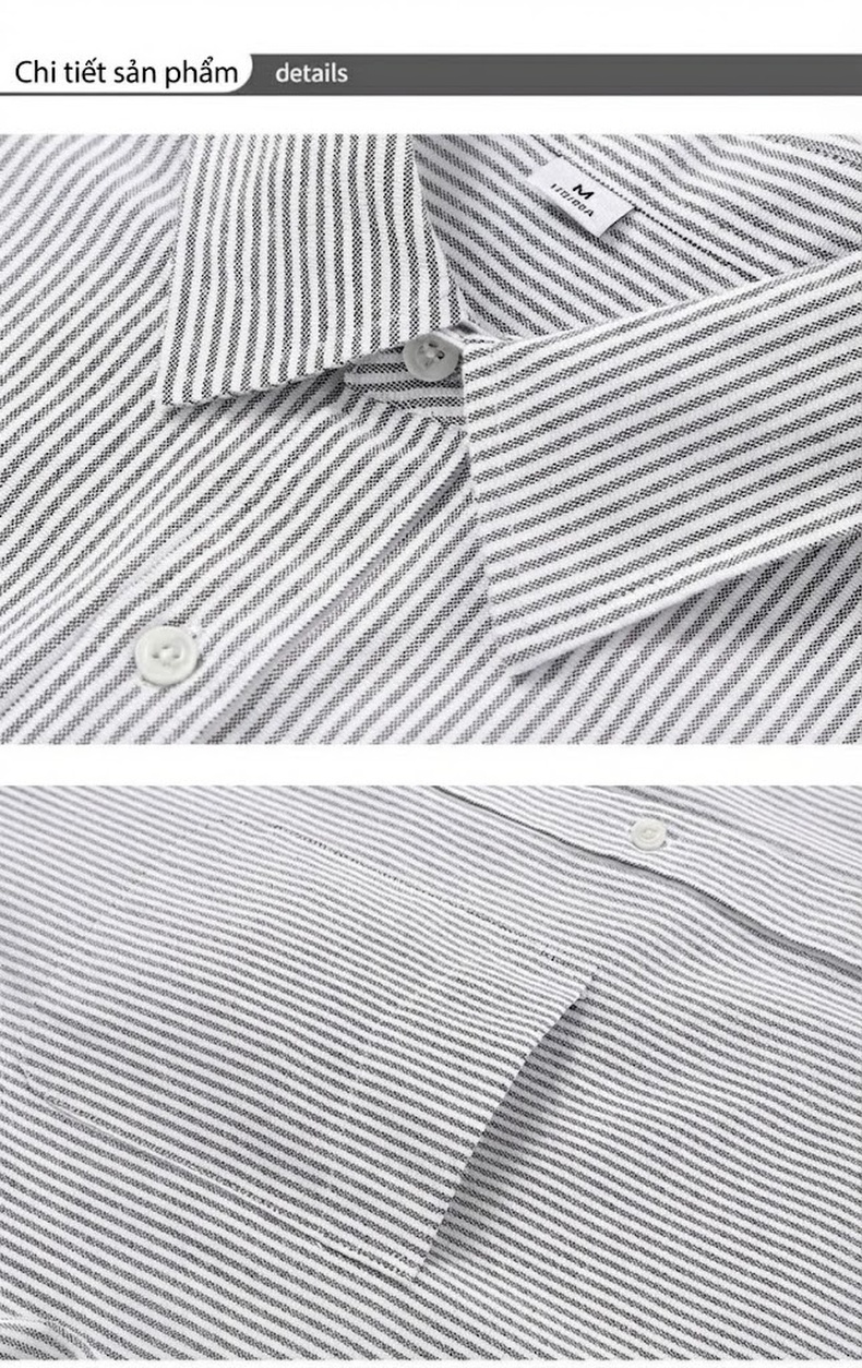 Áo Sơ Mi Nam Dài Tay Kẻ Sọc Cổ Bẻ Phong Cách Casual chi tiết 27