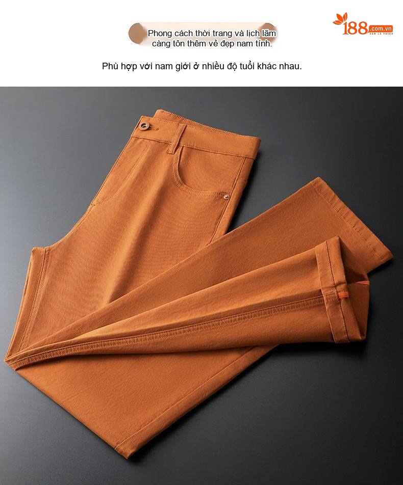 Quần Dài Nam Cotton Co Giãn Dáng Ôm Vừa Màu Đen, Trắng, Xám, Vàng... chi tiết 4