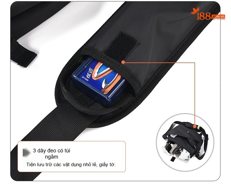 Túi Đeo Chéo Nam Laptop Vải Dù Chống Nước Công Sở Du Lịch Đựng Vừa A4 Màu Đen chi tiết 23
