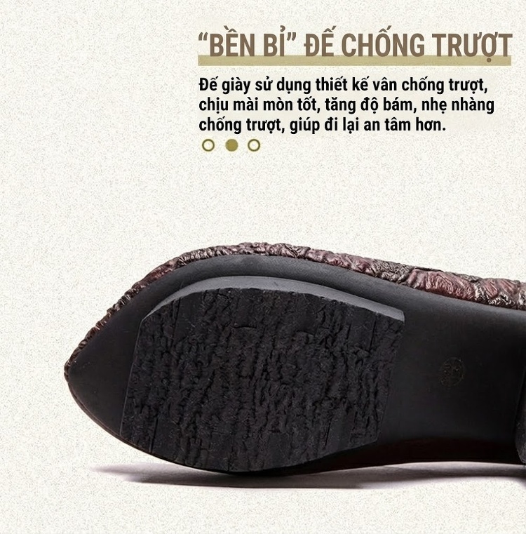Giày Lười Nữ Họa Tiết Hoa Văn Chiều Cao Đế Khoảng 4cm Màu Đỏ, Nâu chi tiết 6