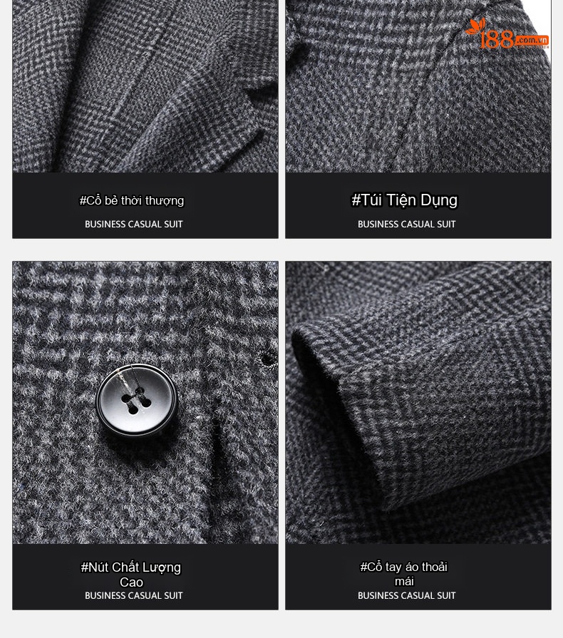 Áo Vest Nam Dệt Kim Jacquard Hai Mặt Thủ Công Màu Xám, Đen chi tiết 24