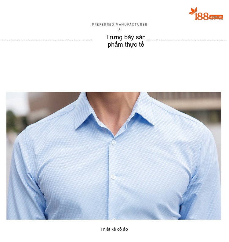 Áo Sơ Mi Dài Tay Nam Nữ Không Nhăn Phong Cách Công Sở Thêu Logo Màu Trắng, Xanh chi tiết 26