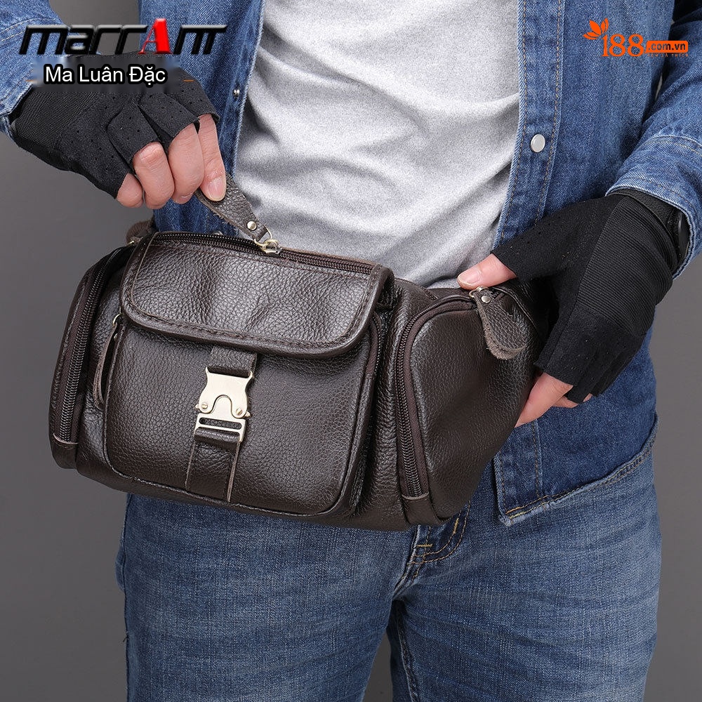 Túi Đeo Ngực/Bụng Nam Da Cừu Chống Nước Đa Năng Màu Đen chi tiết 12