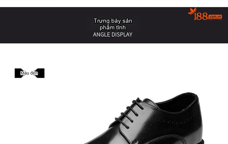 Giày Tây Buộc Dây Nam Da Thật Chiều Cao Đế Khoảng 3cm Màu Đen, Nâu chi tiết 18